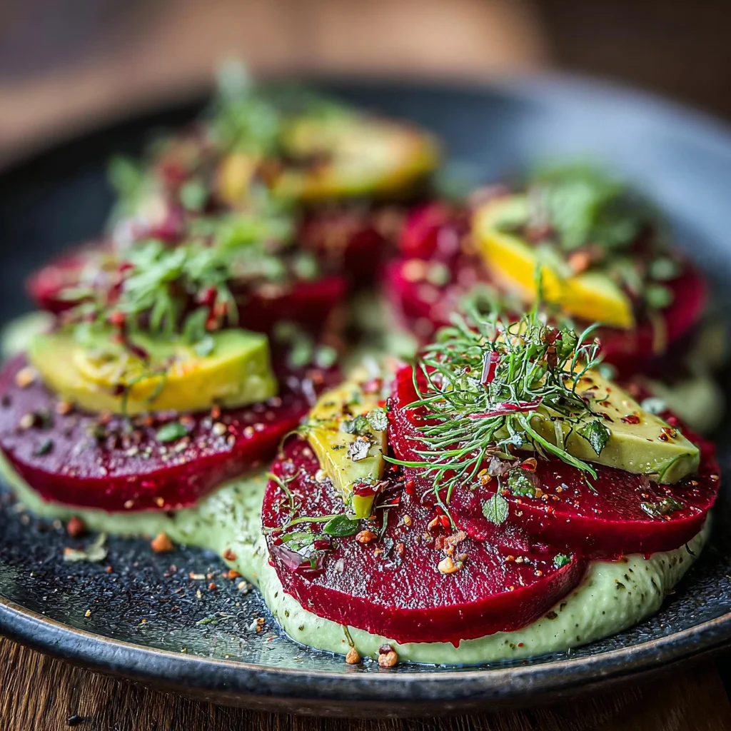 Rote Bete Carpaccio auf Avocadocreme: Das gesunde Rezept für einen farbenfrohen Genuss!