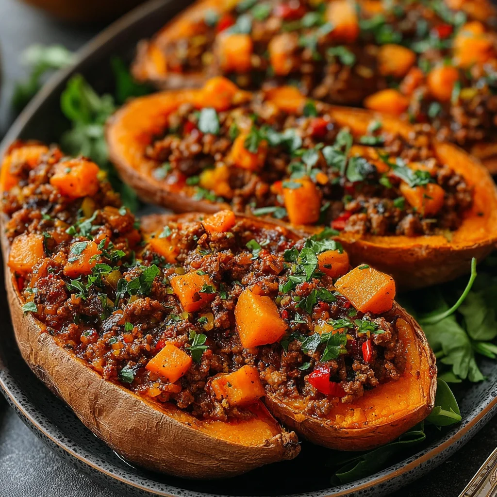 Scharfes Honig-Hackfleisch mit Süßkartoffel-Booten: Das ultimative Rezept für Geschmacksexplosionen!