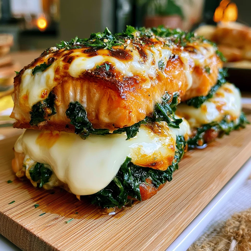 Köstliches Rezept für gebratenen Lachs mit Spinat und Mozzarella in nur 30 Minuten!