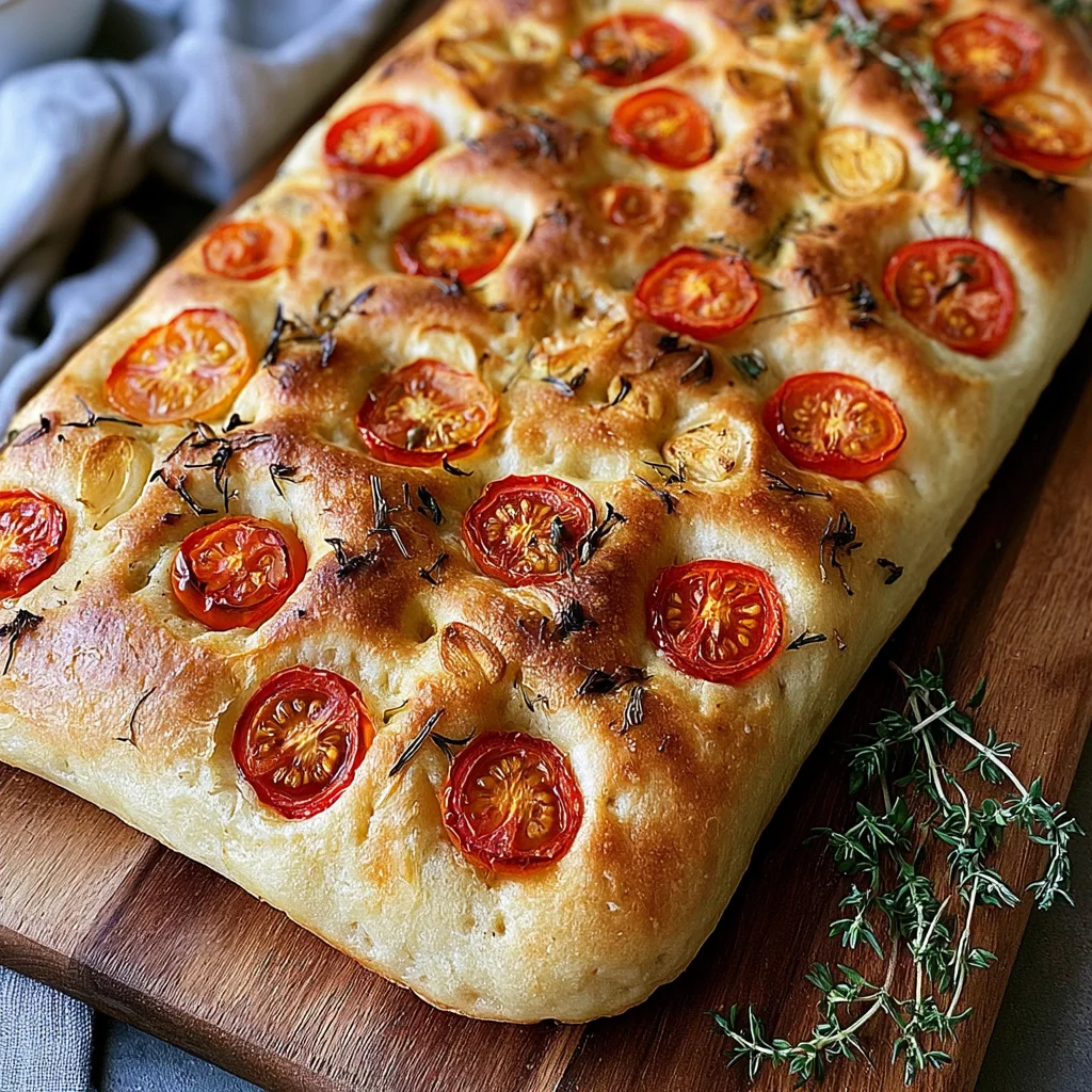 Unwiderstehliches Focaccia Rezept mit Tomaten, Knoblauch und Thymian für jeden Anlass