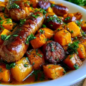 Wurst und Süßkartoffeln Pfanne: Das einfache Rezept für ein herzhaftes Abendessen!