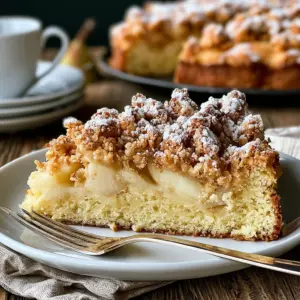 Saftiger Birnenkuchen mit Streusel – Einfaches Rezept für den perfekten Kaffeegenuss!