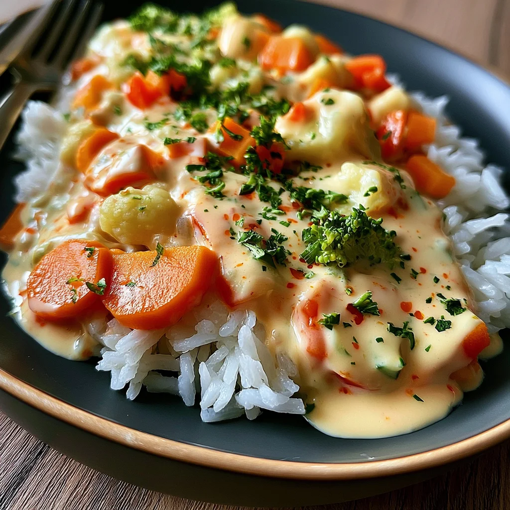 Schnelles Rezept für Reis mit Gemüse-Frischkäse-Sauce: Gesund und lecker in 30 Minuten!